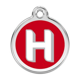 Red Dingo Placa identificativa Acero Inoxidable Esmalte Alfabeto Letra H Rojo para perros