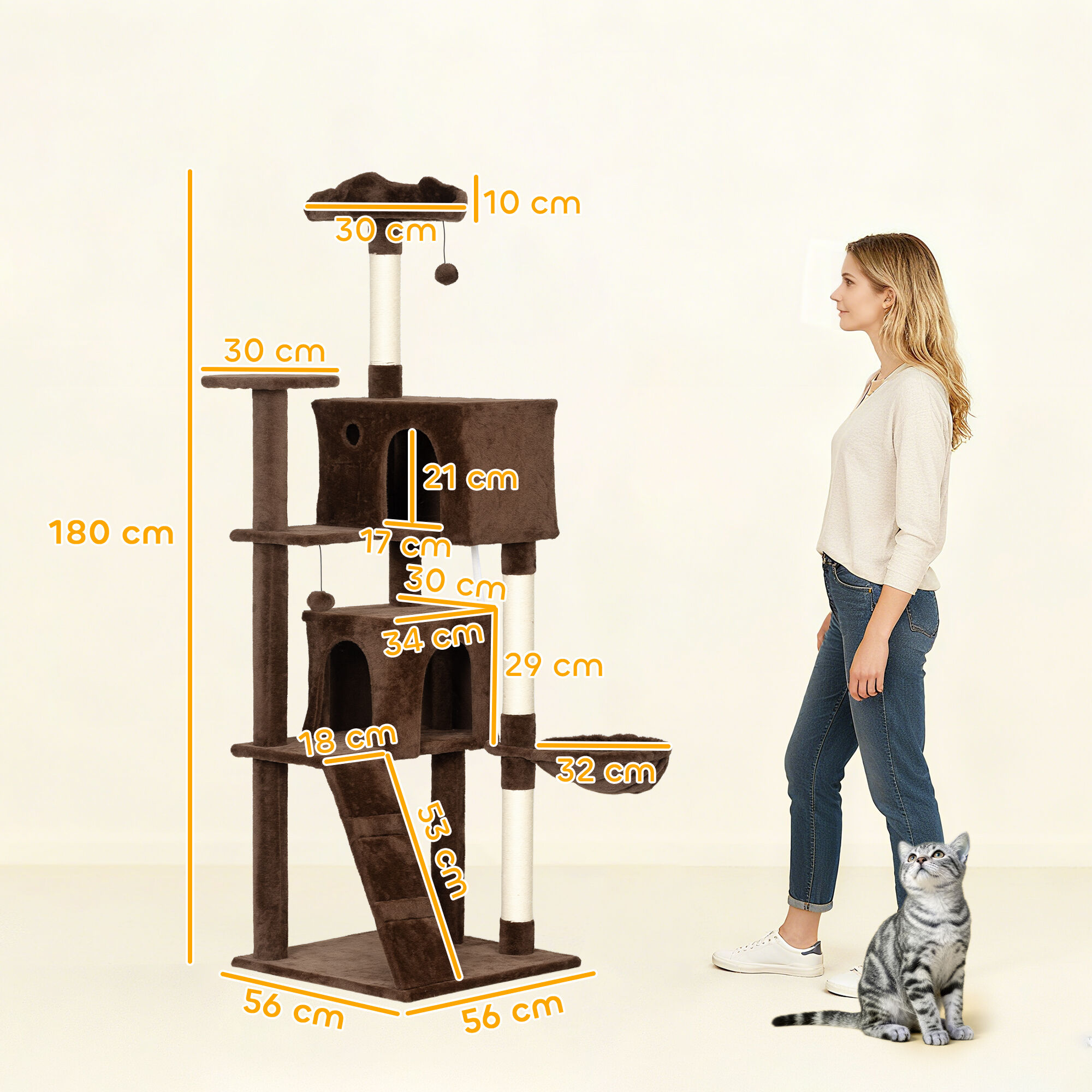 PawHut &Aacute;rbol para Gatos Marr&oacute;n, , large Imagen numero 8