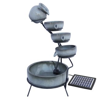 Monstershop Fuente De Agua Bebedero Con Energía Solar Gris para gatos