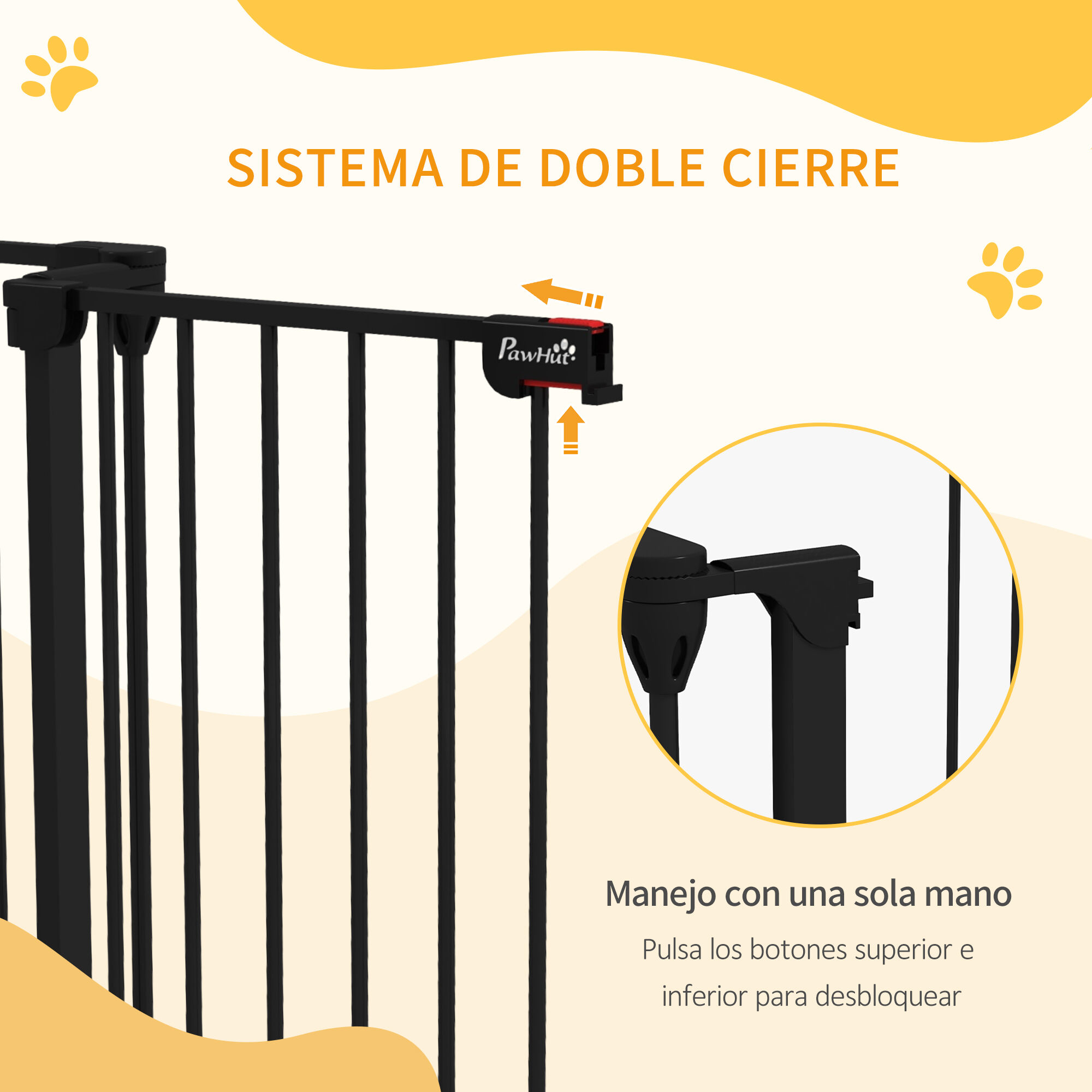 PawHut Barrera de Seguridad negro para perros y gatos thumbnail