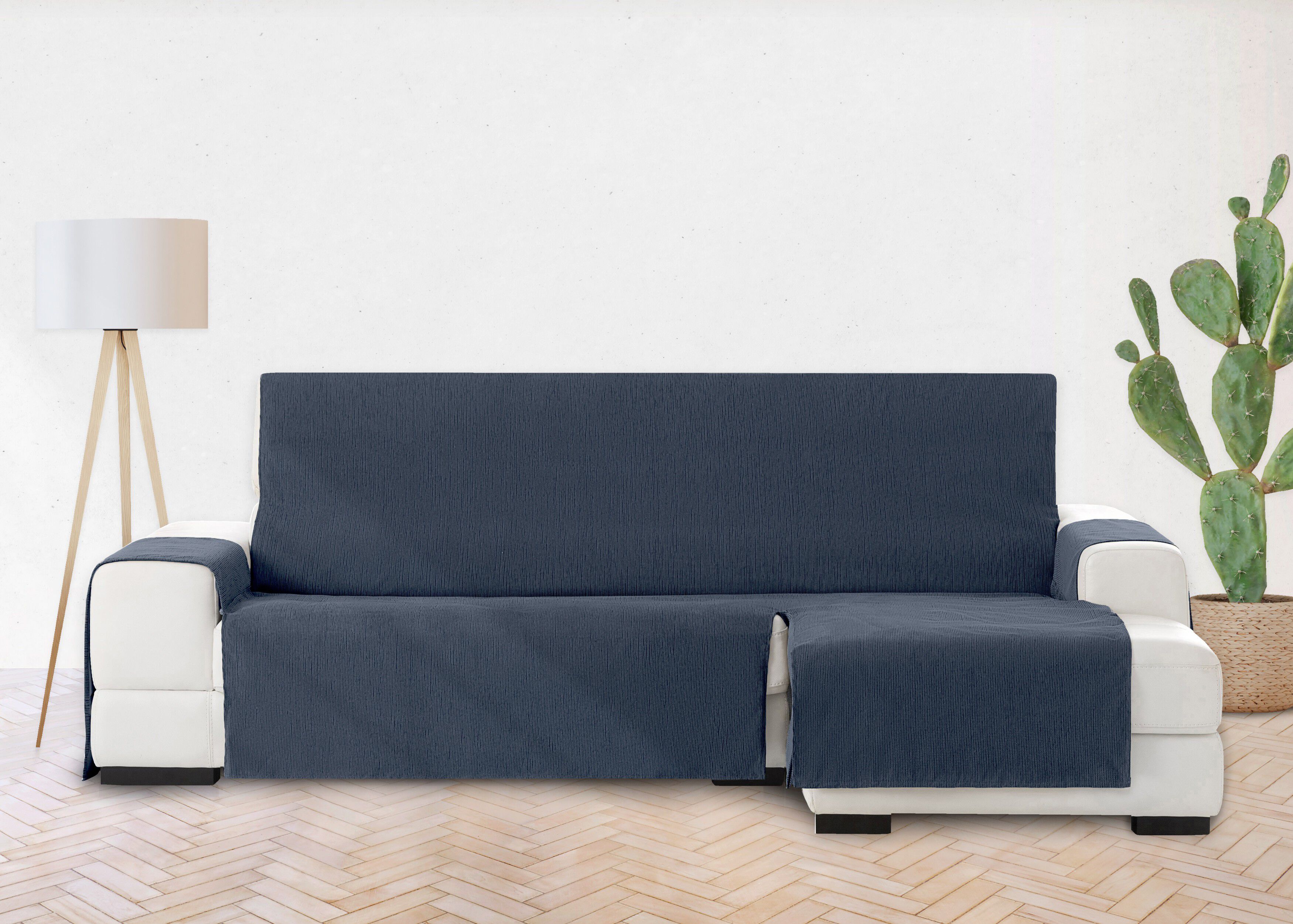 Vipalia Protector Funda Chaise Longue Lisa. Cubresofa Chenilla. Dise&ntilde;o Elite. Color Azul. Chaise Largo Derecha, , large Imagen numero 3