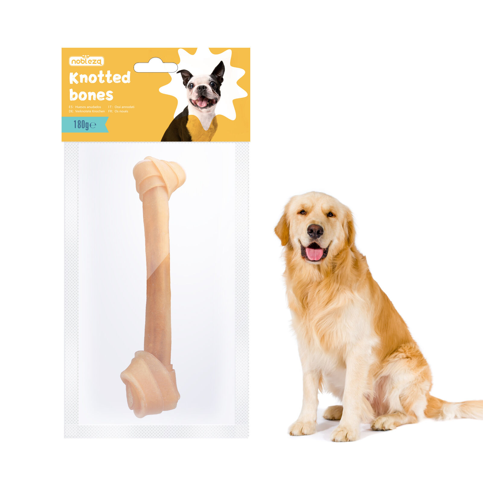 Nobleza - Hueso para Perros, Delicioso Snack para Perro, Hueso Masticable para Perros, 1% Natural Piel de Vaca Snacks Naturales para Perros de Todas Las Razas 6 Piezas 3 cm /18 g, , large Imagen numero 1