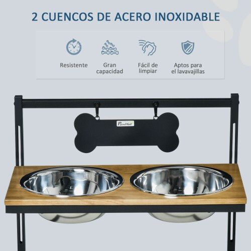 PawHut Comedero Elevado Ajustable para perros, , large Imagen numero 4