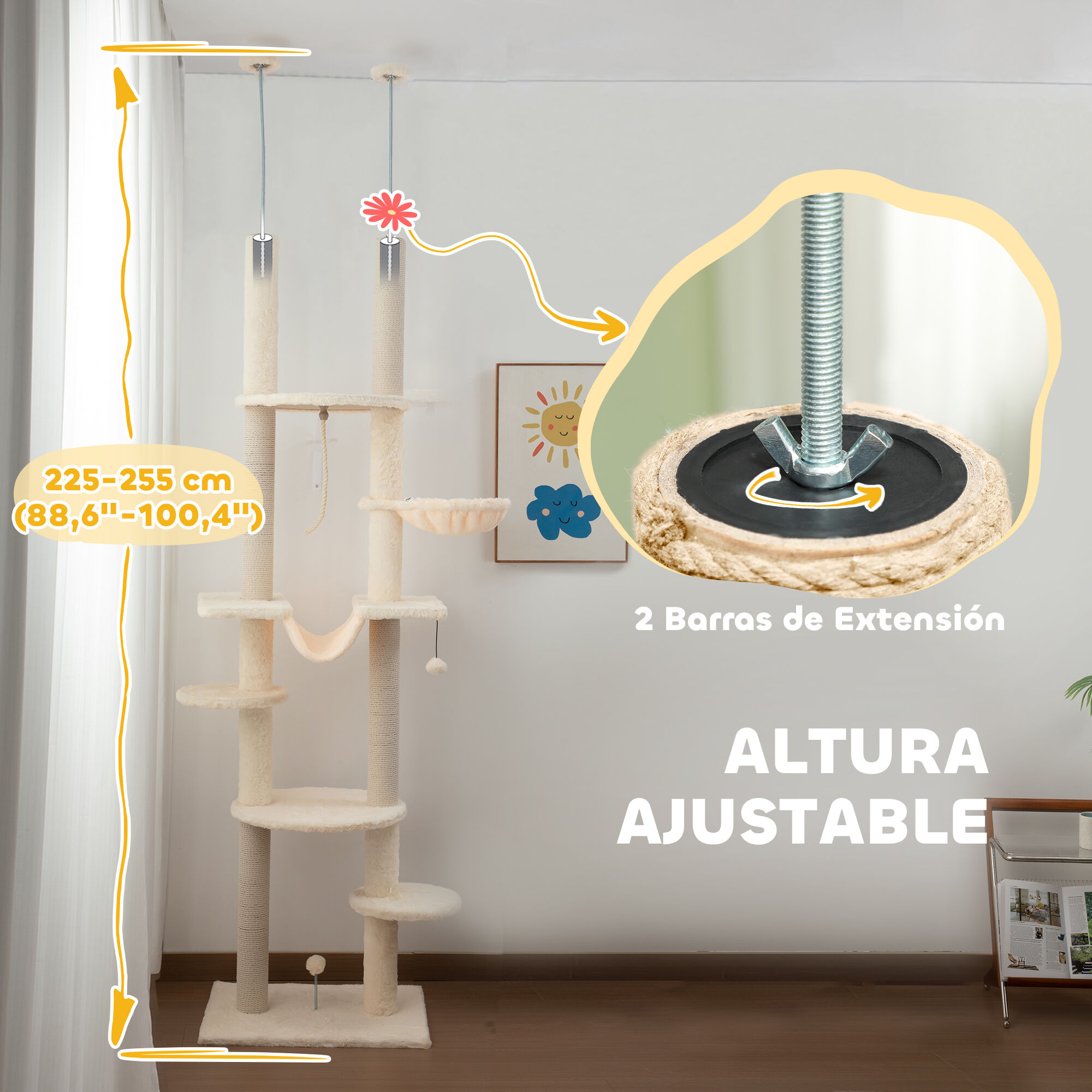 PawHut Árbol rascador Beige y Gris para Gatos thumbnail