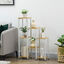 Outsunny Soporte para Plantas Estantería para Flores Soporte para Exhibición de Macetas con 7 Estantes y Marco de Acero para Interiores Exteriores 65x23x94,5 cm Natural y Blanco, , large indicador imagen numero 2