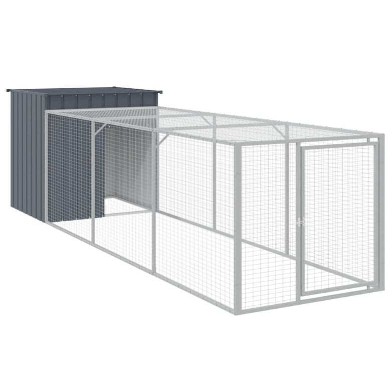 vidaXL Gallinero con corral acero galvanizado gris para gallina thumbnail