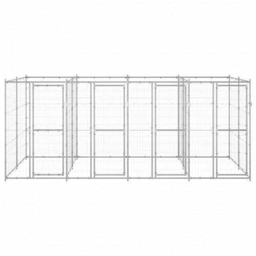 Vidaxl perrera con puertas de bisagra plateado para perros, , large Imagen numero 5