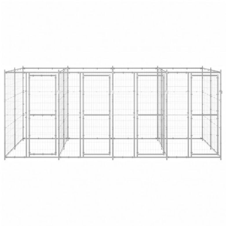 Vidaxl perrera con puertas de bisagra plateado para perros thumbnail