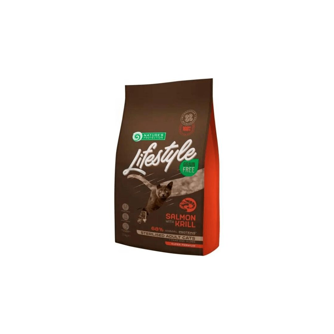 Nature's Protection Lifestyle Pienso De Salm&oacute;n Y Krill Para Gatos Esterilizados 1,5 Kg, , large Imagen numero 1