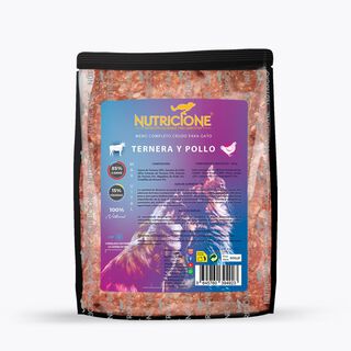 Nutricione menú dieta BARF sabor ternera y pollo para gatos