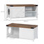 PawHut Mueble Arenero para Gatos Casa para Gatos de Madera 2 en 1 con Armario de Almacenaje Puerta Corredera y Estante Interior 109x51x52 cm Blanco, , large indicador imagen numero 3
