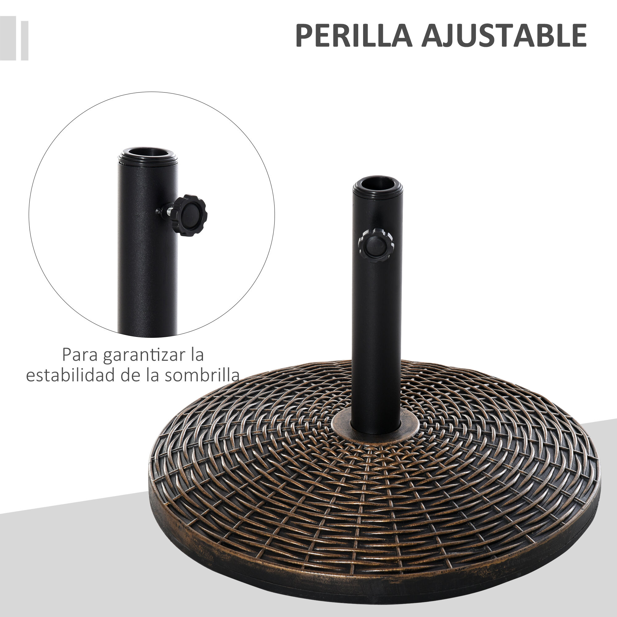 Outsunny Base de Sombrilla Ajustable &Phi;53x40 cm Universal Pie de Parasol de Cemento Soporte de Sombrilla Redondo Estilo Retro HDPE Patio Jard&iacute;n Playa, , large Imagen numero 4
