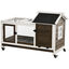 PawHut Conejera de Madera con Ruedas 108x58x73,5 cm Jaula para 1-2 Conejos con Techo Abrible Corral Metálico Bandeja Extraíble Puertas con Pestillo y Rampa Café, , large indicador imagen numero 1