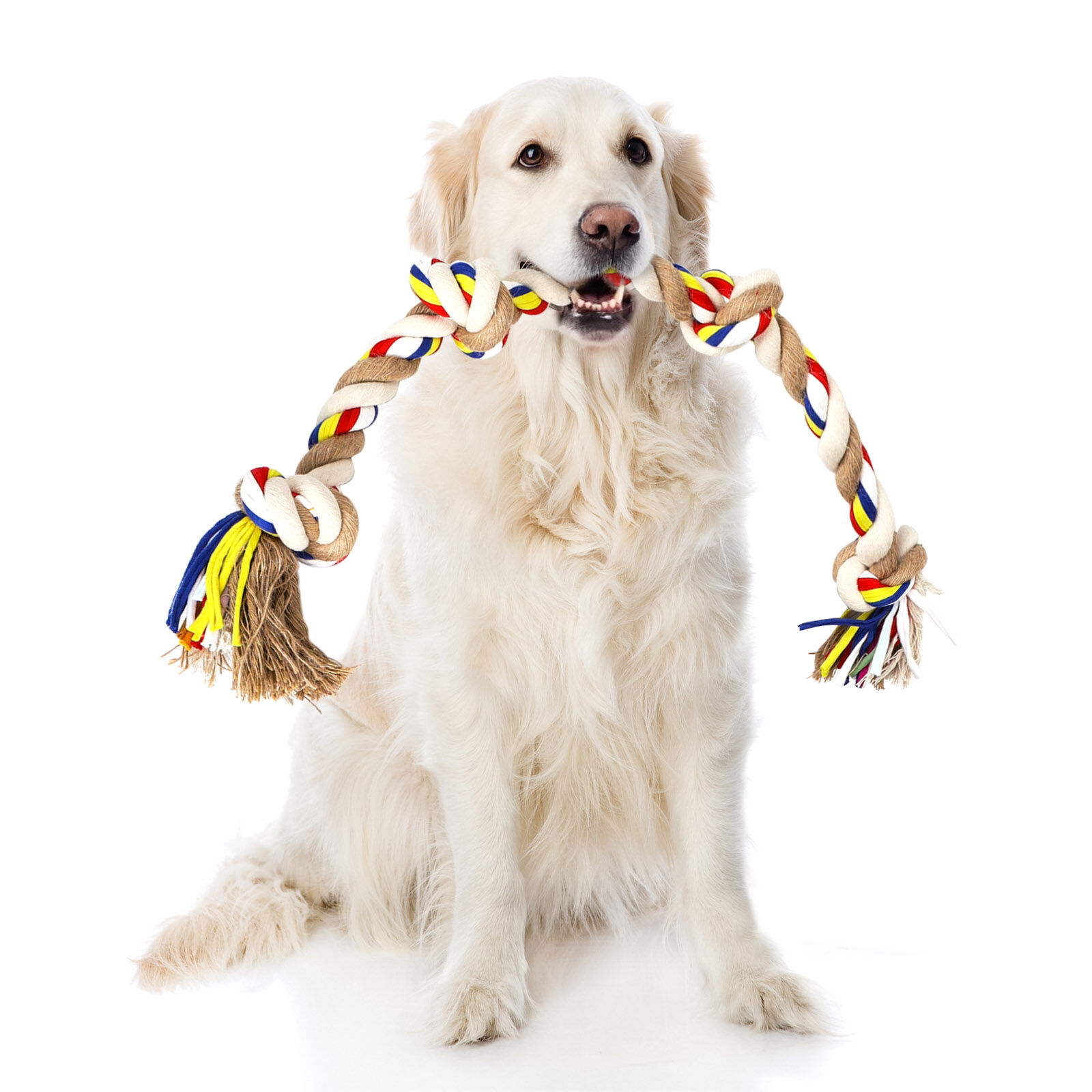 Nobleza - Cuerda de juguete para perros 100% algod&oacute;n, beneficiosa para la salud mental del perro, la salud dental y la limpieza de los dientes, el mejor regalo para todo tipo de perros, beige y marr&oacute;n - 68cm, , large Imagen numero 1