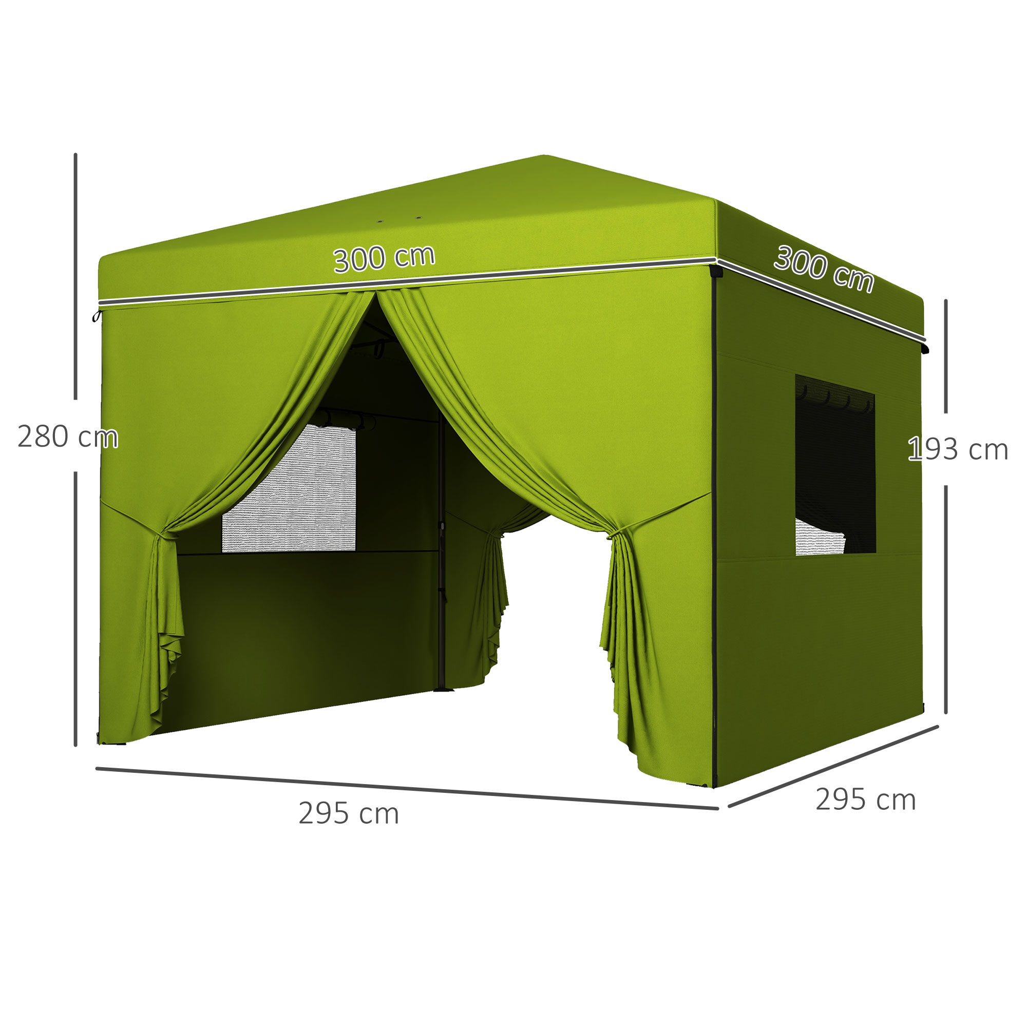 Outsunny Carpa Plegable Cenador Verde De Jardín Con 4 Paredes thumbnail