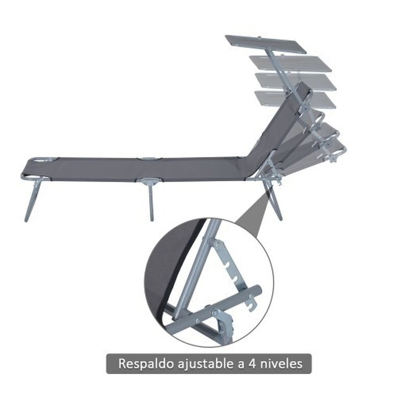 Tumbona plegable Outsunny para exterior color Gris, , large image number null