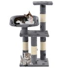 Rascador con poste de sisal para gatos color Gris Huellas, , large image number null