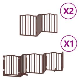 vidaXL Puerta de perros plegable 12 paneles madera álamo marrón 600 cm