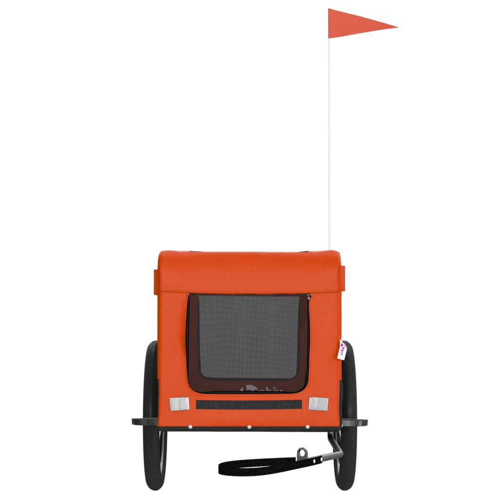 vidaXL Remolque bicicleta para perros hierro tela Oxford naranja negro, , large Imagen numero 4