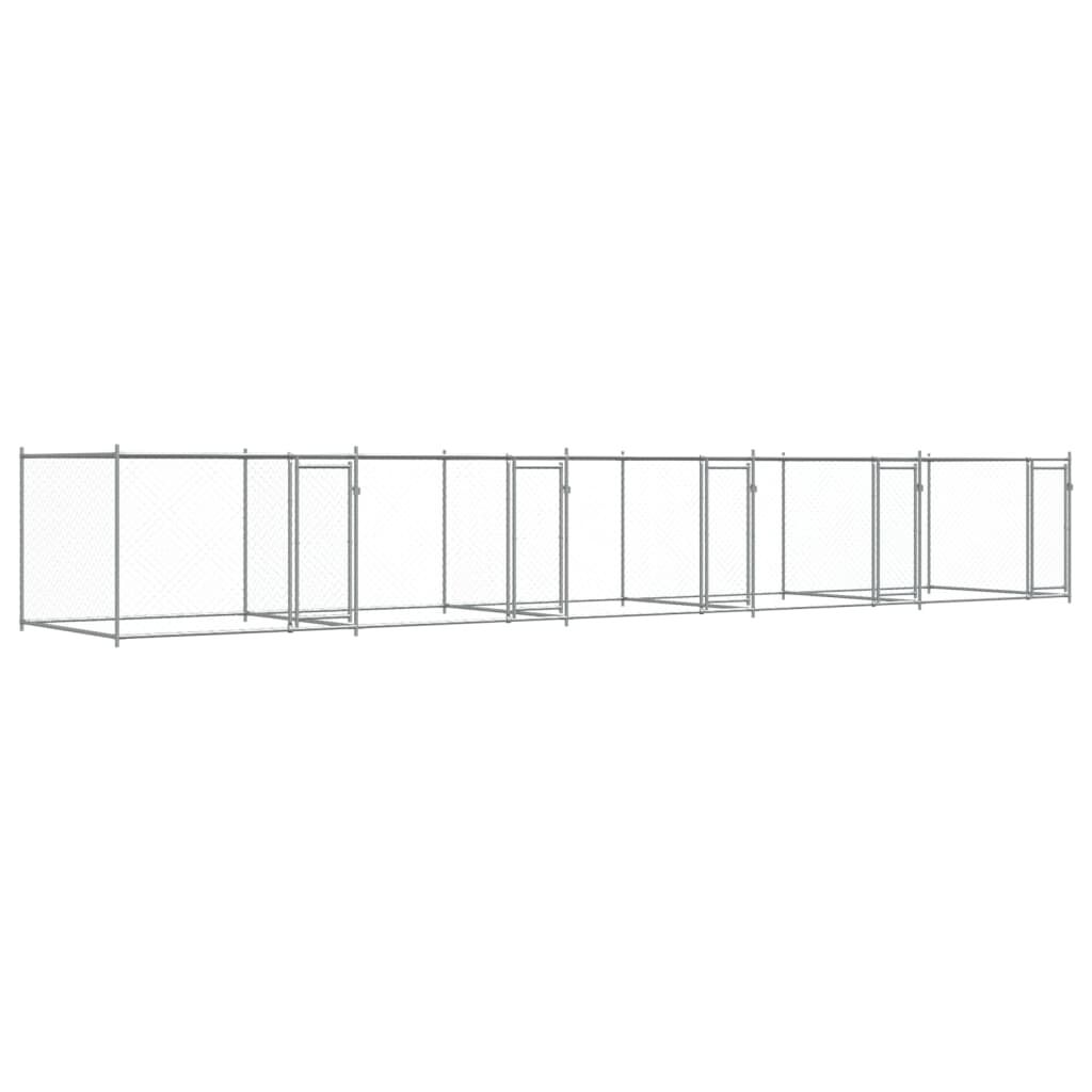 vidaXL Jaula de perros con puertas acero galvanizado gris 8x2x1,5 m, , large Imagen numero 6