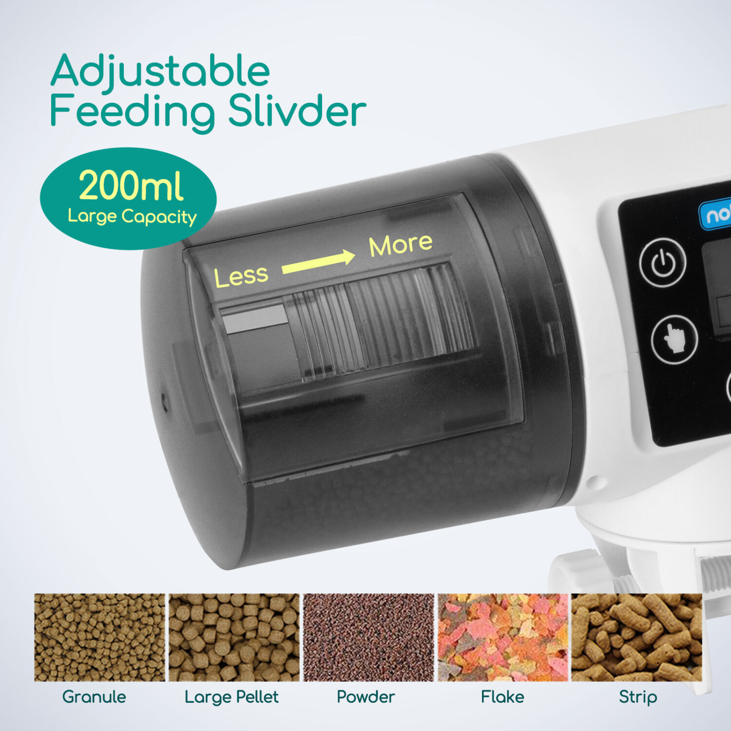 Nobleza - Alimentador Autom&aacute;tico Acuarios con Temporizador, Dispensador Comedero Acuario con Pantalla LCD para d&iacute;as Festivos y Fines de Seman, , large Imagen numero 5