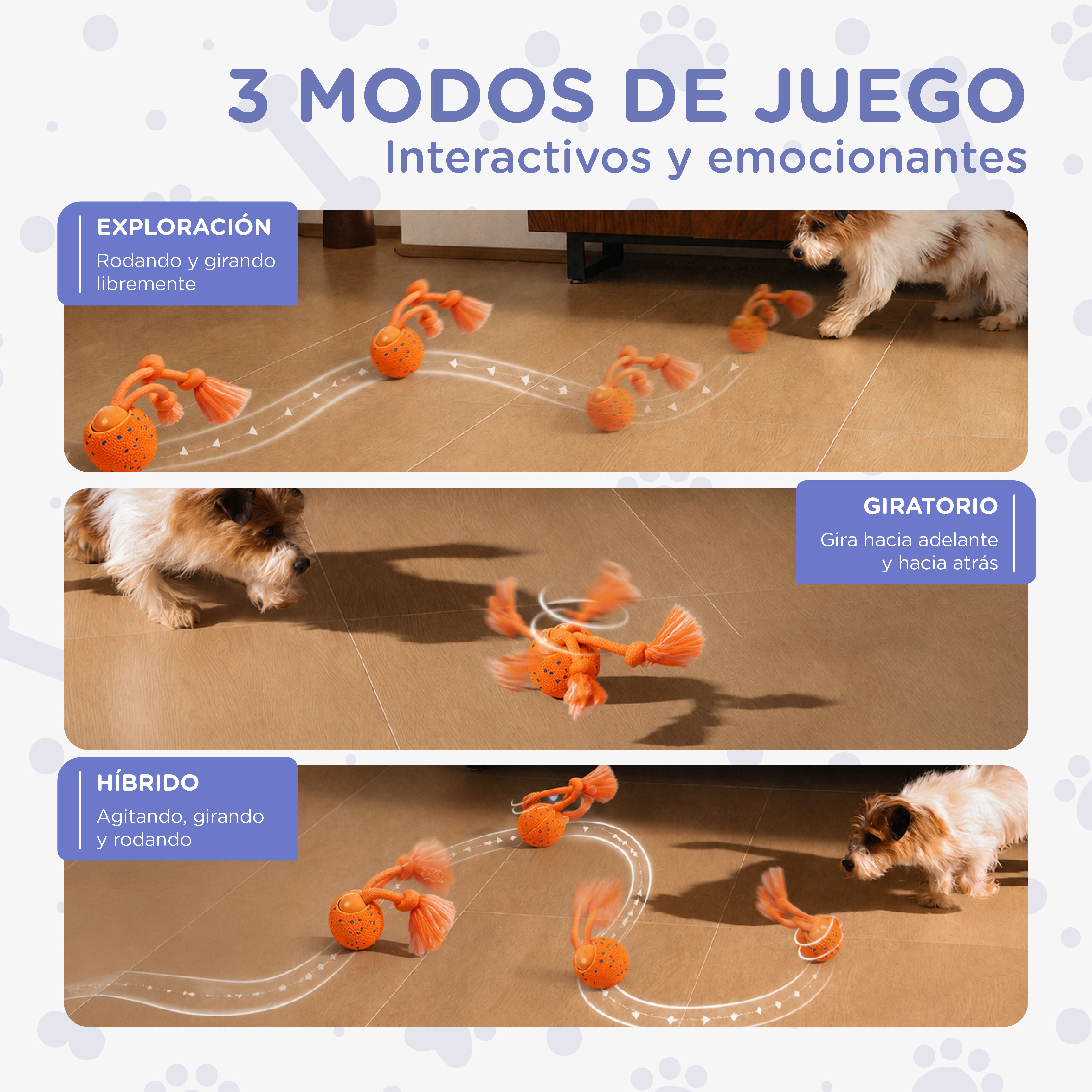 Robik Motion Interactive Ball Naranja | Pelota Interactiva Premium para Perros con Movimiento Autom&aacute;tico, 3 Modos de Juego y USB-C, , large Imagen numero 4