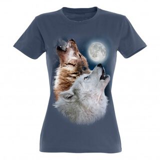 Camiseta para mujer Ralf Nature lobos color azul