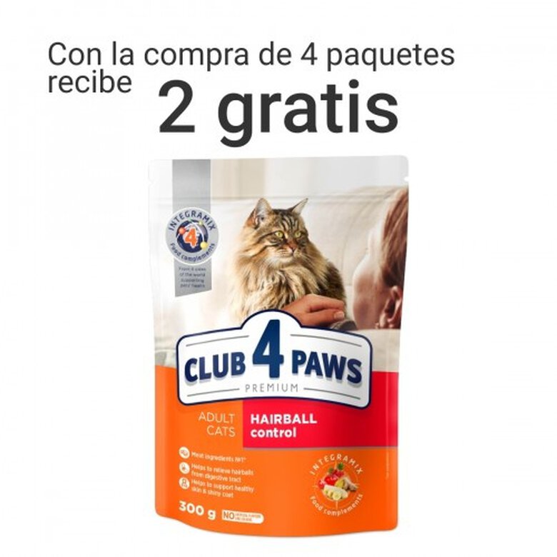 Promoción pienso Club 4 Paws Premium bolas de pelo 4 +2 para gatos sabor pollo, , large image number null