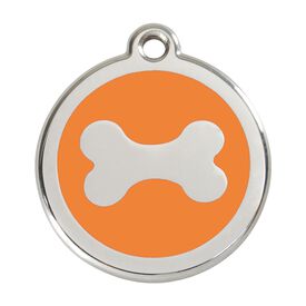 Red Dingo Placa identificativa Acero Inoxidable Esmalte Hueso Naranja para perros