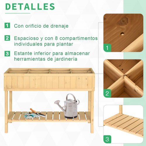 Jardinera elevada para jardín color Madera Natural thumbnail
