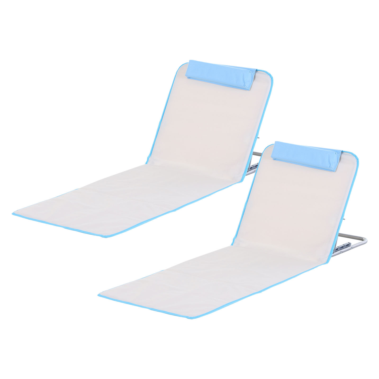 Outsunny Conjunto de 2 Esterillas de Playa Plegable Esterillas con Respaldo Reclinable Beige