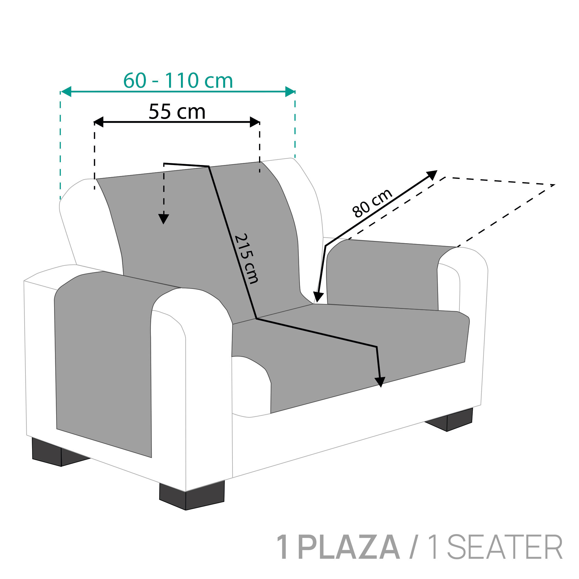 Vipalia Protector Cubre Sof&aacute; 1 Plaza / Relax Color Azul Modelo Brisa, , large Imagen numero 5