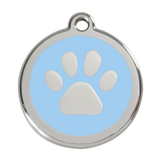 Red dingo Placa identificativa Acero Inoxidable Esmalte Huella perro Azul Claro para perros