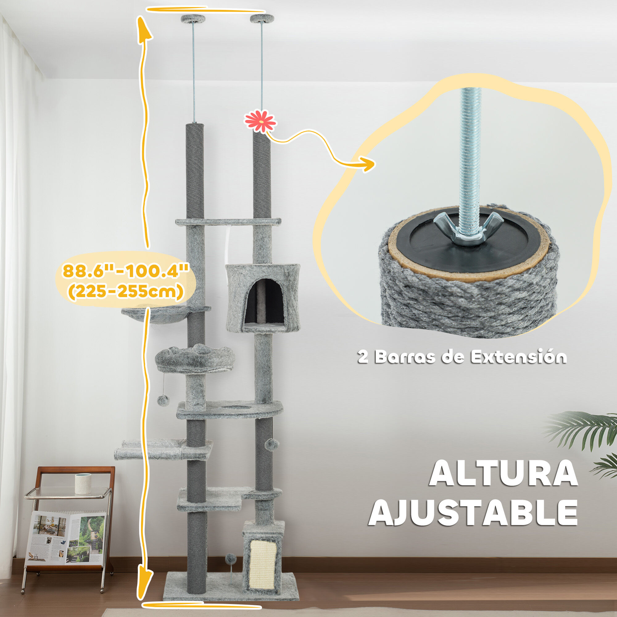 PawHut &Aacute;rbol para Gatos Gris, , large Imagen numero 4