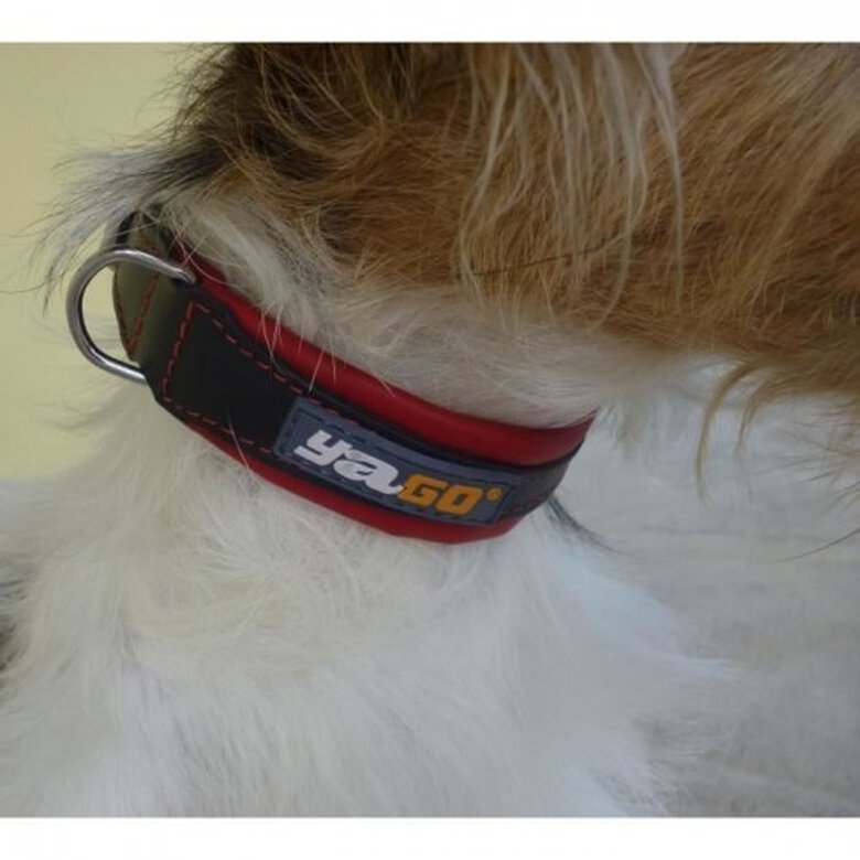 Yago collar de cuero suave y ajustable negro y rojo para perros pequeños, , large image number null