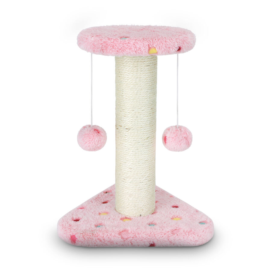 Nobleza - Juguete rascador para Gatos, Tipo Columna con Pelotas. Color Rosa, Alto 28cm., , large Imagen numero 1