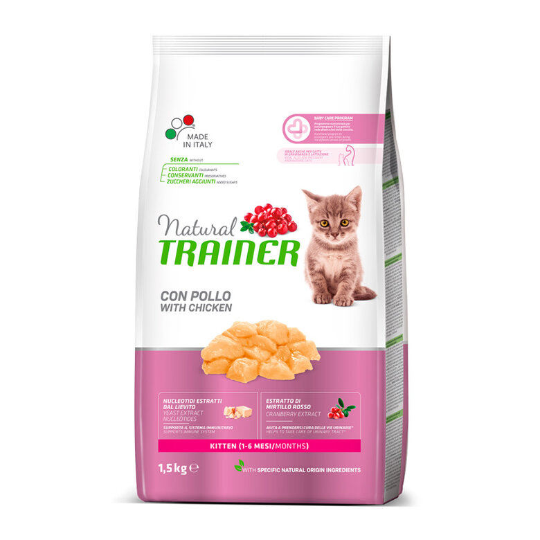 1.5 kg Natural Trainer Kitten Pollo pienso para gatos