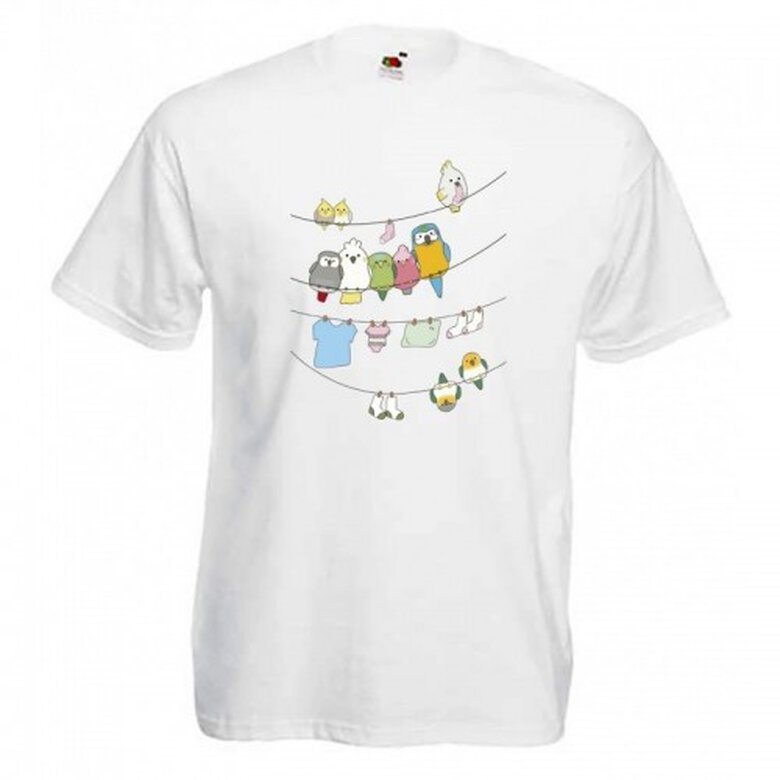 Camiseta de loros para adultos Cool Parrots blanca, , large image number null