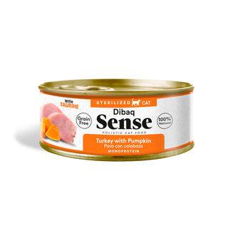 Dibaq Sense Sterilized Grain Free Pavo y Calabaza lata para gatos