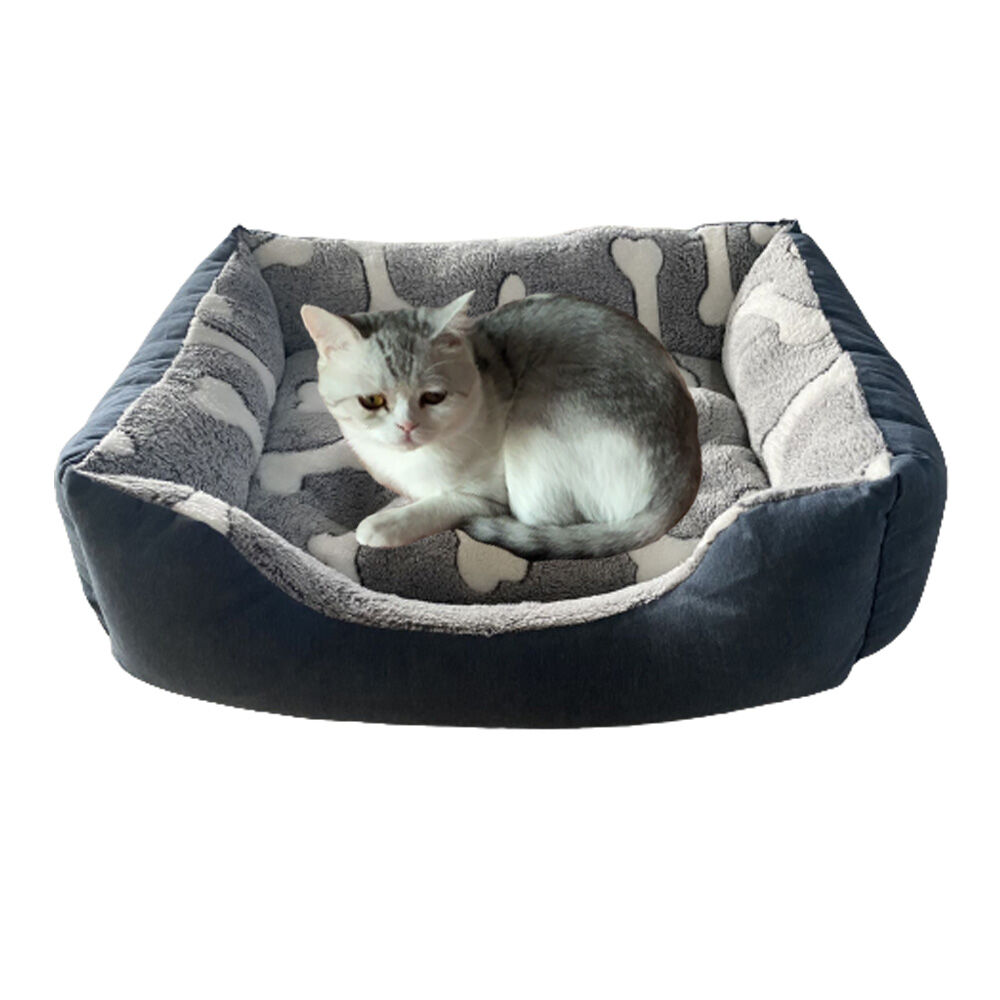 Cama de Mascota Modelo Rectangular con Felpa. Modelo Huesos, , large Imagen numero 2