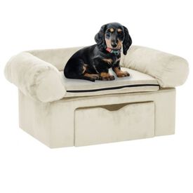 Vidaxl sofá con cajón crema para perros