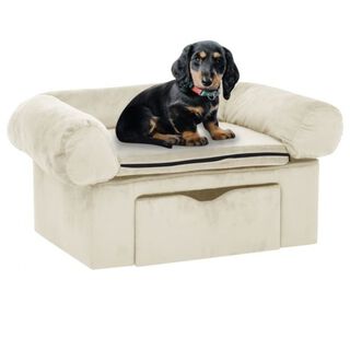 Vidaxl sofá con cajón crema para perros