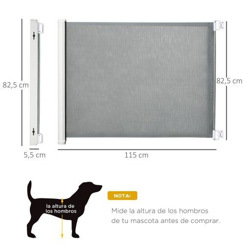 PawHut barrera de seguridad retráctil gris para perros thumbnail
