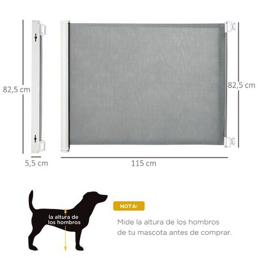 PawHut barrera de seguridad retráctil gris para perros