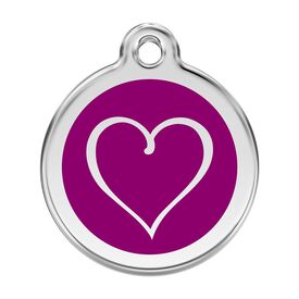 Red Dingo Placa identificativa Acero Inoxidable Esmalte Tribal Corazón Morado para perros