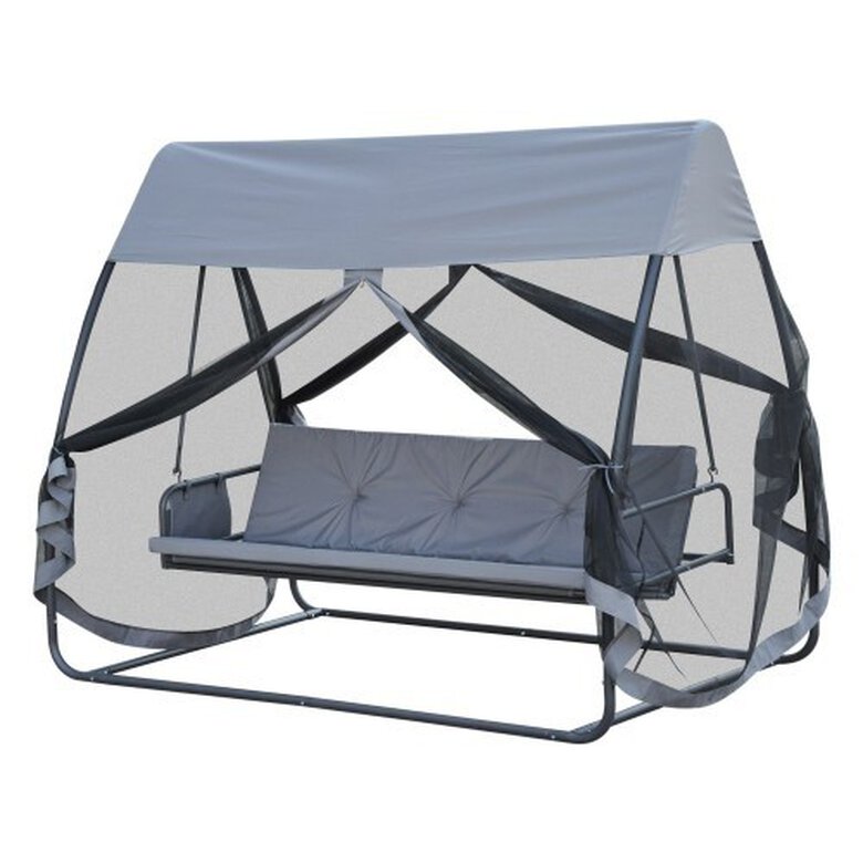 Columpio-cama de 3 plazas Outsunny color Negro, , large image number null