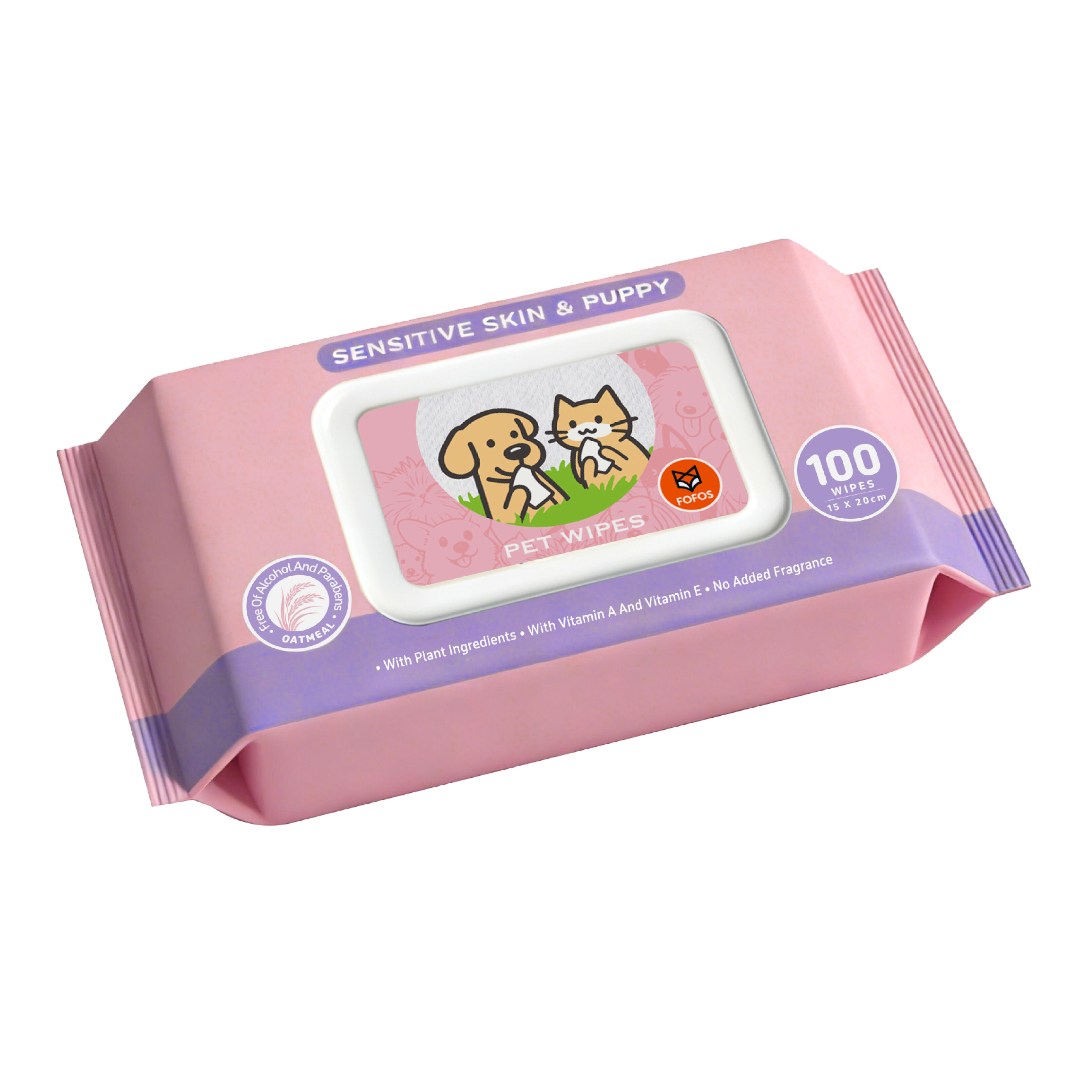 Toallitas H&uacute;medas para Mascotas FOFOS (100 uds) &ndash; Piel Sensible & Cachorros (Avena), , large Imagen numero 1