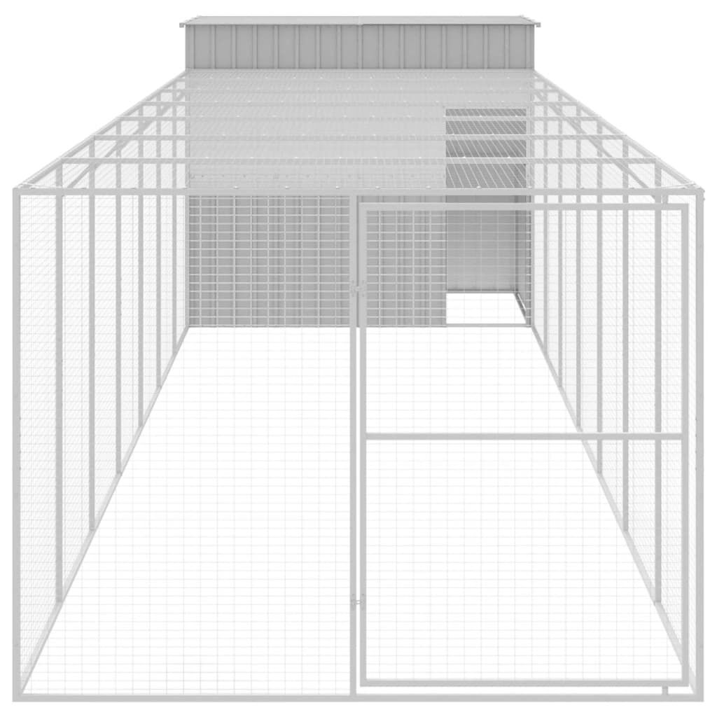 vidaXL Caseta perros corral acero galvanizado gris claro 214x865x181cm, , large Imagen numero 2