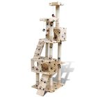 Rascador poste y 2 casas para gatos color Beige Huellas, , large image number null