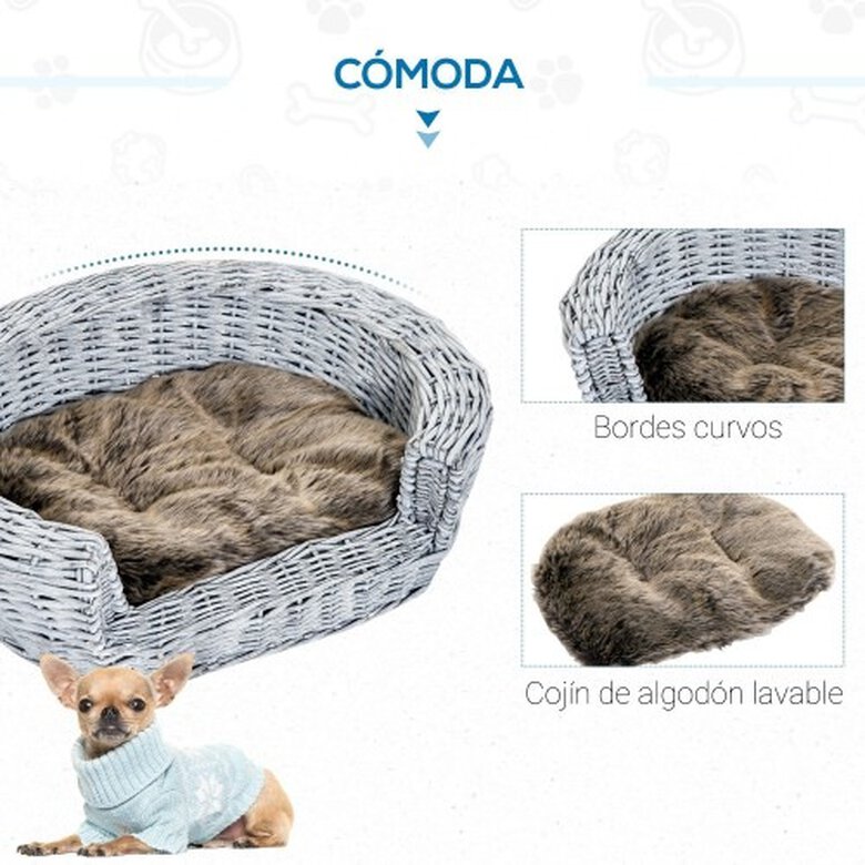 PawHut cama de mimbre gris para perros Tiendanimal